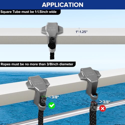 Clips de réglage pour pare-chocs de bateau Lot de 8 attaches ABS gris pour tube carré 2,5-3,2 cm