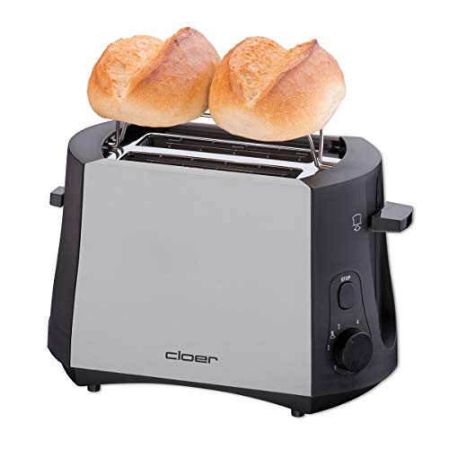 Cloer 3410 Toaster / 825 W / für 2 Toastscheiben / integrierter Brötchenaufsatz / Nachhebevorrichtung / Krümelschublade… – Bild 3