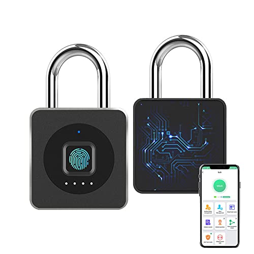 Candado para casillero de gimnasio eLinkSmart, desbloqueo de aplicaciones móviles/huellas dactilares, resistente al agua, candado biométrico para gimnasio, equipaje, casillero, almacenamiento,negro Cover