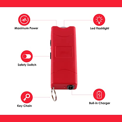 Magicutlery Mini Stungun Flashlight Less Lethal Tazor Keychain For Women And Men Like Taxer Kit Stun Baton Fun Stick Usb Recharge Shipfreeglobal (Red) #TOP2