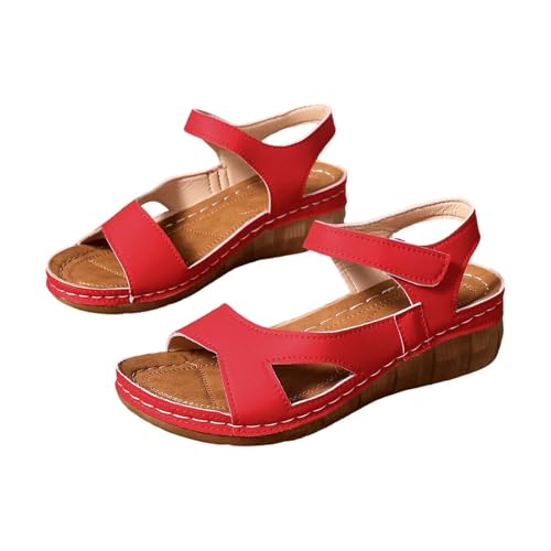 HOOUDO Sandalias Trekking Mujer,Sandalias Doradas Con Plataforma,Zapatos Rojos,Zapatos Vestir,Cordones Elasticos Zapatillas Deporte,Zapatillas Casual
