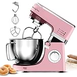 INALSA Stand Mixer 1200W|Pure Copper Motor|5.3L SS Bowl With Splash Guard|Metal Gears for Extra Durability|Accessories Included|Dishwasher Safe|Baking,Cake Mixer,Kneading-Kratos Plus (Pink)