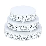 VILAVITA 3-Piece Cake Stand Set Round Metal Cake Stands Dessert Display Cupcake Stands, White