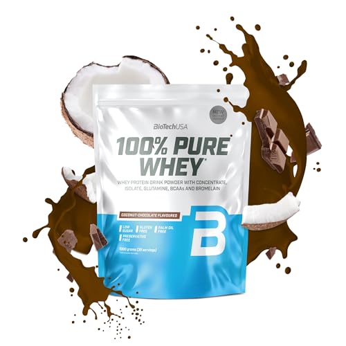 BioTechUSA 100% Pure Whey | Proteína en Polvo con BCAA y Glutamina | Sin Gluten, Sin Aceite de Palma, 1 kg, Chocolate-Coco