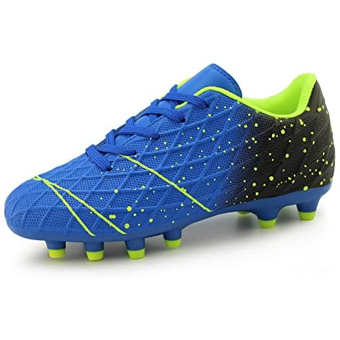 Tobfis Kids Athletic Outdoor Firm Ground Soccer Cleats Shoes,Blue PU,6 M US Cover