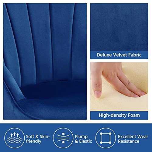 Yaheetech Velvet Accent Chair, Modern Armchair With Wing Side And Metal Legs, Cozy And Soft Padded And High Back For Living Room/Home Office/Bedroom, Blue #TOP6