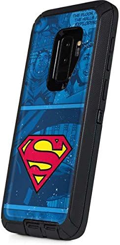 Skinit Decal Phone Skin Compatible with OtterBox Defender Galaxy S9 Plus - Officially Licensed DC Comics Superman Logo Background Pattern Design