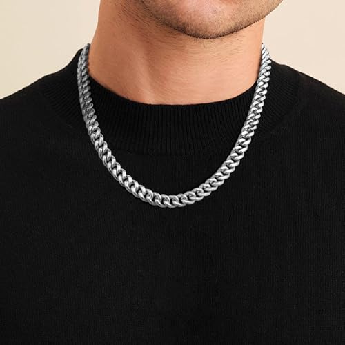 VNOX Cross Necklace for Men - Solid Silver/Gold Plated/Black Mens Cuban Link Chain Stainless Steel Necklaces, Cool Religious Christian Jewelry Gifts2