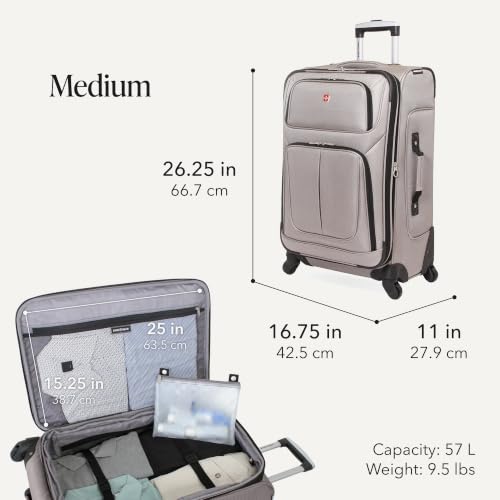 Image of SwissGear Sion Softside Expandable Roller Luggage, Pewter, 3-Piece Set (21 /25 /29)