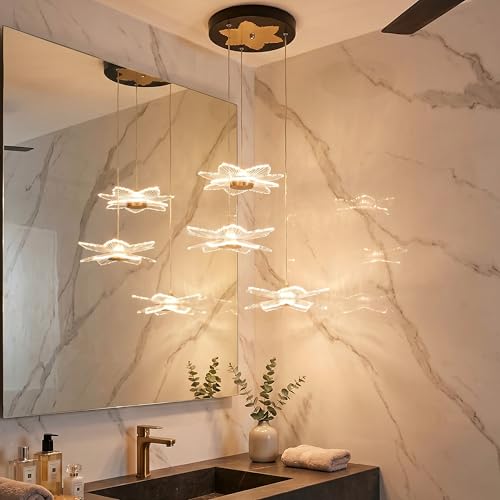 Image of Lamp master 3 Zyra Wave LED Pendant Light | Modern Acrylic Hanging Chandelier with Antique Gold Finish | 3 Color Modes Ceiling Light for Living Room, Bedroom, Dining Room, Cafe | 1 Year Warranty