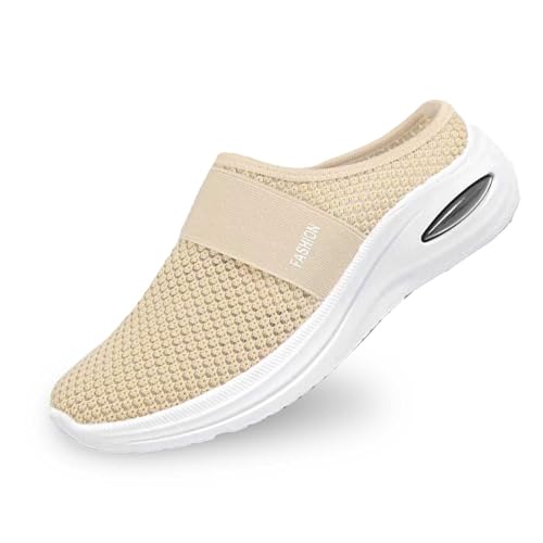 Zuecos para mujer, zapatillas ortopédicas, zapatos de verano, antideslizantes, antideslizantes, para diabéticos, sandalias de jardín, cuidado de los zapatos de cocina, beige, 37 EU