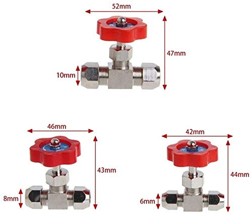 Raccordi filettati Valvola a spillo con diametro esterno 1Pc 6mm/8mm/10mm, valvola a spillo con tappo in ottone nichelato tubo durevole, convertitore rubinetto collegamento filettato (dimensioni : 6mm