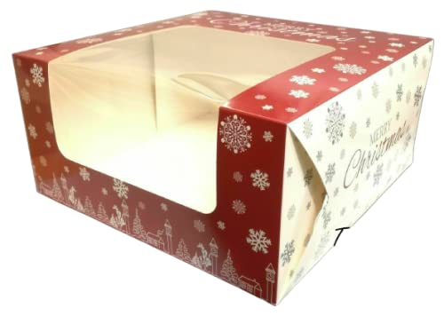 Vision4ever 10 Inch Christmas Cake Box Red and White Boxes Chocolate Log Box