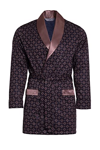 Revise RE-503 Peignoir court pour homme - À carreaux - Rouge - Taille 4XL, noir/or, XXXXL