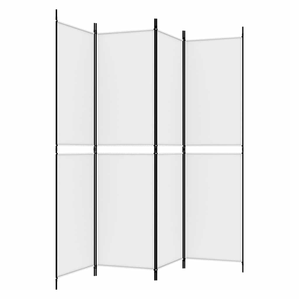 Parawan Przegroda 4 Panele Biała Tkanina 200x200 cm