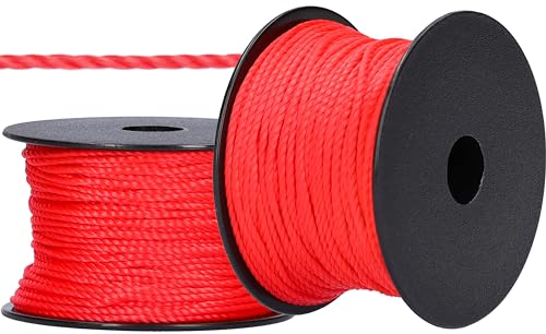 ToolSpace Cordone per muratori - 50m x 1,6mm - Rosso - Polipropilene di seta - Cordone di livellamento - Filo a piombo - Cordone per intonaco di forza - Durevole e resistente agli strappi