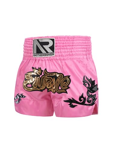 Freebily Pantalones Cortos De Muay Thai para Niños Pantalones Cortos De Boxeo Metálicos Pantalones para Kickboxing MMA Artes Marciales Un Rosa 5-7 años