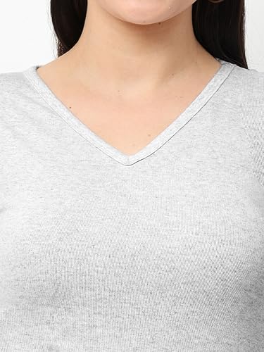 Image of Wafaa Women's Cotton Plain V Neck Full Sleeve T-Shirt