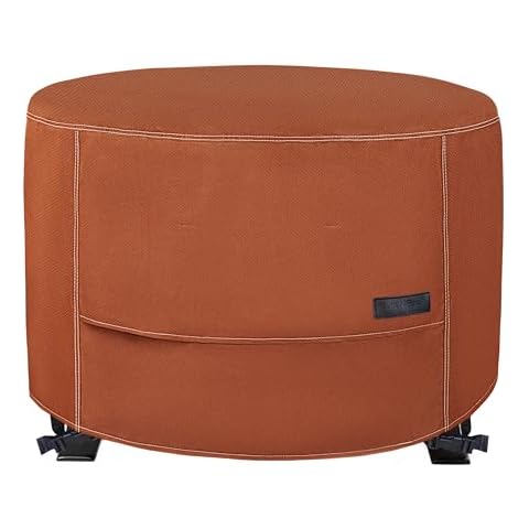 NettyPro Fire Pit Table Cover 50 inch Round Waterproof Heavy Duty Patio Firepit Cover Round for Outdoor Fire Table, Brown Cover