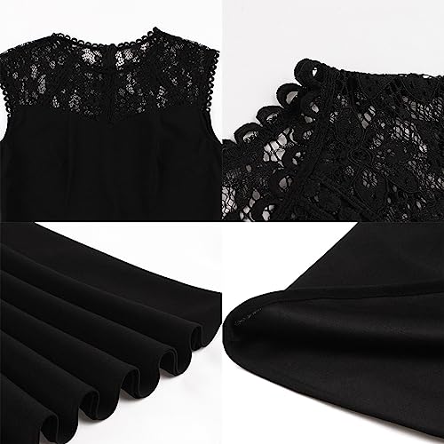 Image of 1950s Dresses for Women Vintage Elegant Short Puff Sleeve Polka Dot Patchwork Knee Length Cocktail Party Dress