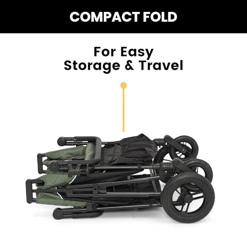 Image of Delta Children - Jeep Wrangler Deluxe 4 Seater Stroller Wagon - Premium Quad Stroller Wagon for 4 Kids with Convertible Seats, Adjustable Push /Pull Handles, Removable Canopy & Flat Fold, Black /Green