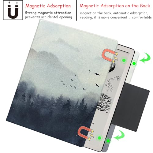 Image of Magnetic Stand Case for Kindle Scribe - Ultra-Thin Leather Cover Auto Sleep /Wake Book Folio Cover with Magnetic Pen Buckle for 10.2 Inch Kindle Scribe (2022 /2024 Release) (Misty Forest)