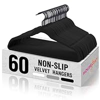 HOUSE DAY Black Velvet Hangers 60 Pack, Non Slip Felt Hanger, Slim Velvet Clothes Hangers for Suits, Shirt, Heavy Duty Coat Hanger for Closet