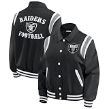 WEAR by Erin Andrews Women's Black Las Vegas Raiders Varsity Lightweight Full-Snap Jacket