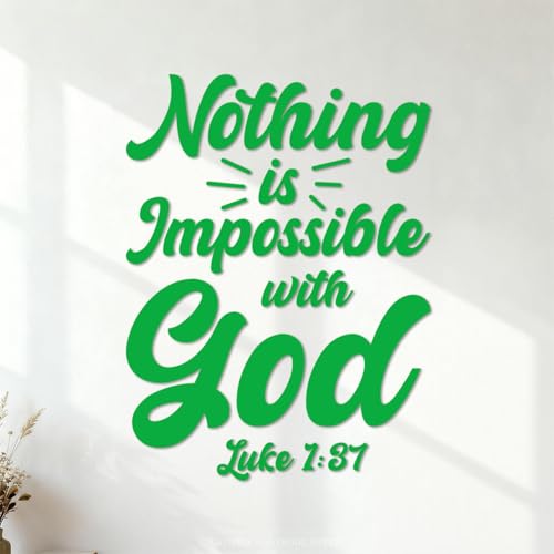 Image of Nothing is Impossible with god Jesus Typography Design Fine Carving Decals Waterproof 54.6x73cm Green