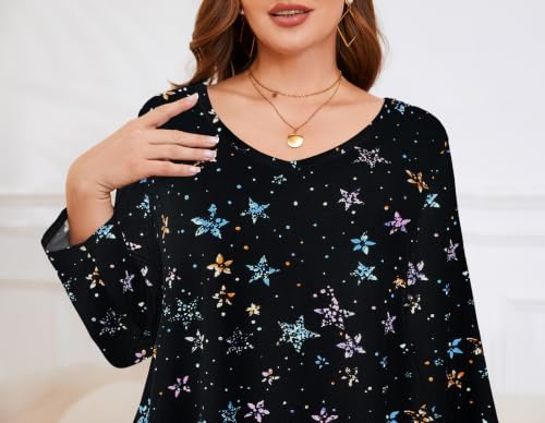 Image of LARACE Plus Size Tops for Women 3 /4 Sleeve Shirts V Neck Tunic Tops Blouses