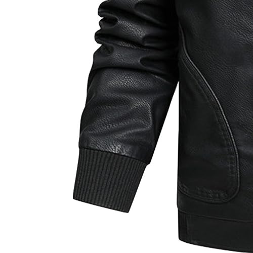 Chaqueta de cuero sintético para hombre con forro Sherpa miniatura 5