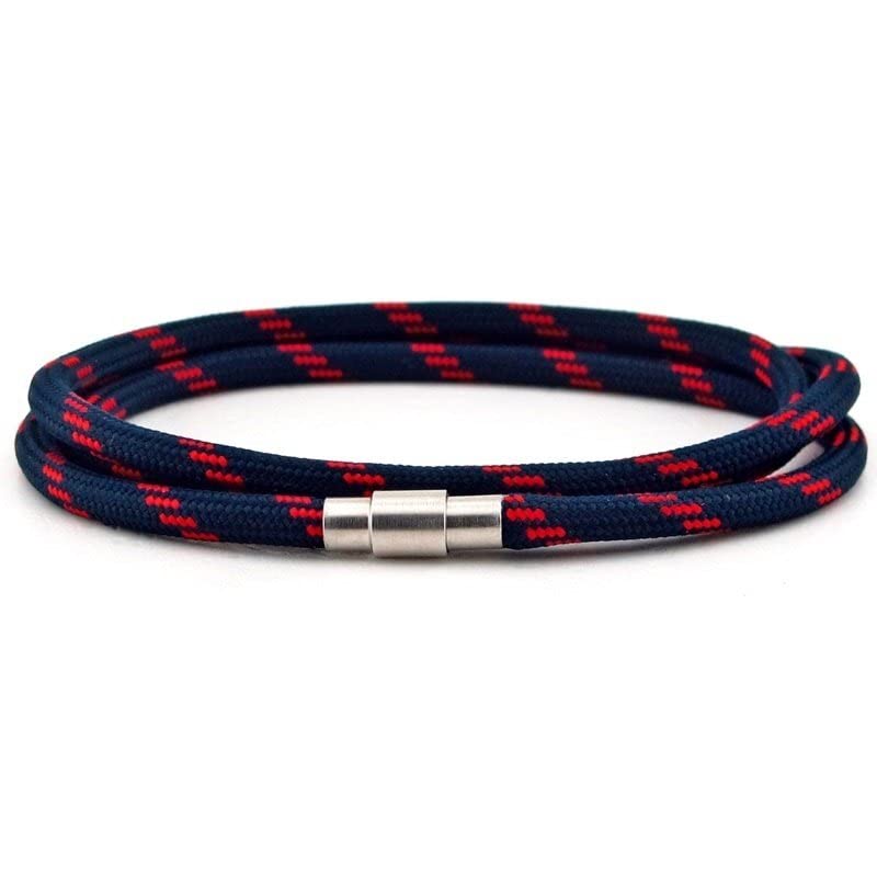 Lacivert Kırmızı Paracord ÜÇ Sıra Sarma Erkek Bileklik BT545