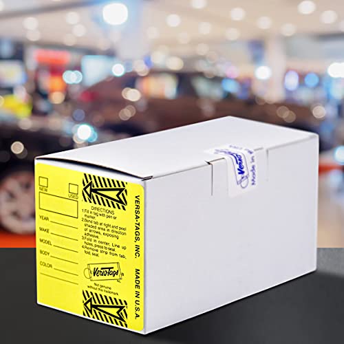 Image of Versa-Tags Yellow Self-Protecting Key Tags with Chrome-Plated Split Rings, 1000 Count Automotive Dealership Key Tags for Car Truck RV Inventory & Service Organization | Yellow self-protecting key tags with chrome-plated split rings for automotive dealerships, vehicle inventory