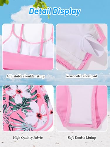 Image of Girl's 3 Piece Bikini Set Cross Strap Swimsuits for Girls Bathing Suit with Shorts Teen Swimwear Swimming Suit