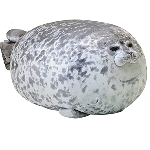 Juguete de Animal de Lujoso, Almohada de Foca gordita Almohada Linda Sello de Peluche Animales Rellenos de algodón Gris, Sello Peluche Juguete Cover