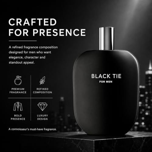 Image of Fragrance One BLACK TIE for Men 3.4 Fl Oz | Extrait de Parfum by Jeremy Fragrance, deep woody oriental scent with cardamom, guaiac wood & citrus, for formal evenings