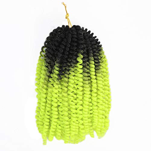 Yisimei Spring Twist Hair 8 Inch Green Spring Twist Hair 90 Strands High Temperature Fiber Hair Extensions (8“ 3PCS/Lot, B8)