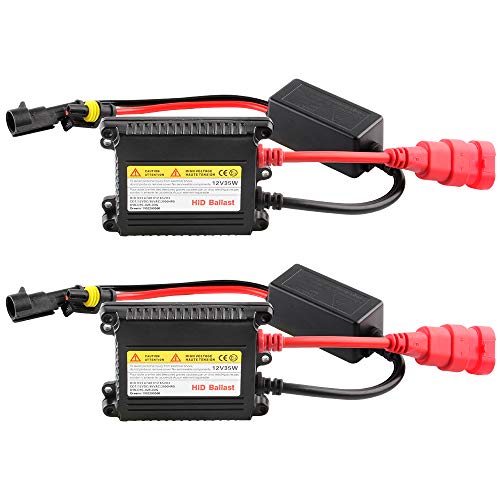 Sidaqi 2Pcs Slim HID Ballast 35W 12V Car HID Xenon Ballast Replacement for H1 H3 H7 H8 H9 H11 9005 9006 H4 Headlight Xenon Lamp Bulb