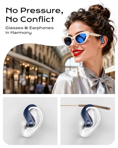 Image of Wireless Earbuds Bluetooth 5.3 Sport Headphones with Earhooks,IPX7 Waterproof Earphones,48H Playtime Earbuds,Lightweight 7.8g,Noise Cancelling Mic Bluetooth Headphones for Running & Workout (Navy)