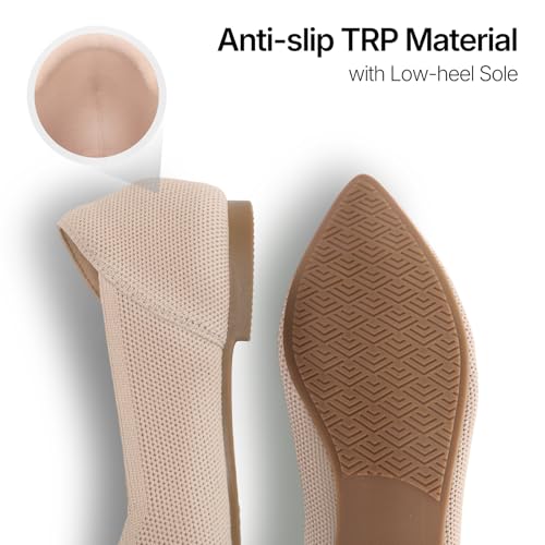 Image of ATHMILE Pointed Toe Flats for Women Comfortable Knit Ballet Flats Shoes