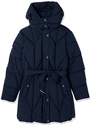 Tommy Hilfiger Damen Solide Lange Puffer Mit Kapuze Selbst Binden Gürtel...