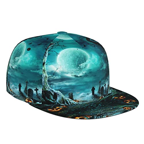 DHWUIASF Gorra de béisbol con estampado de flamencos rosa para entrenamientos y actividades al aire libre (unisex), Cementerio de calabaza de terror, Talla única