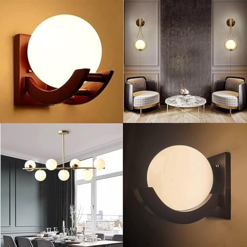 Image of Wall Lamp Chandelier Pendant Light, Home Decor for Bedroom, Living Room, Hallway, Cafe, Hotel, Restaurant (White Doom Glass for Wall LAMP Hanging LAMP JHUMAR Doom Glass Pack of 1)