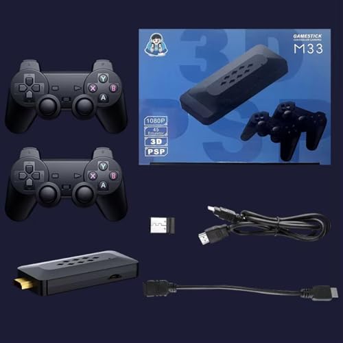 Image of M33 2.4G Wireless Game Stick Handheld Game with 4K 3D TV Output, 45 Emulators, 30, 000+ Games, 360 Universal Rocker, 2 Gamepads, Black