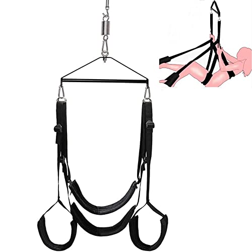 Sex Swing For Sex Aid Adult Swing Set-360°Spinning Trapeze Fluffy Liner Super Soft Swing Kit Indoor Ceiling Swing With Steel Triangle And Spring Support 600 Lbs For Couples Adult - 3Rd Generation #TOP24