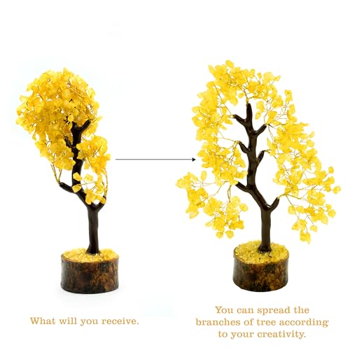 Image of Crystal Natural Citirine Tree | Size 9-10 Inch | 300 Beads | Positive Energy, Wealth, Meditation, Health, Good Luck | Feng Shui | Home & Office Decor | Gift