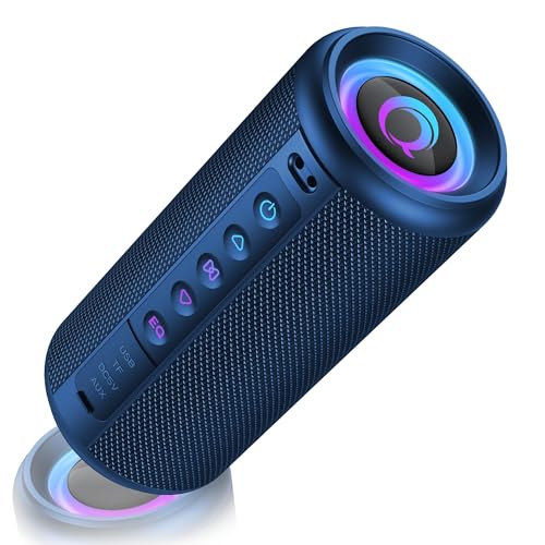 Portable Bluetooth Speaker, 2026 Bluetooth 5.4 Wireless Speaker with 20W HD Loud Stereo Sound, 20H Playtime, LED Lights, IP7, TWS Pairing, Built-in Mic, for Outdoor, Home, Beach, Party, Gift, Blue