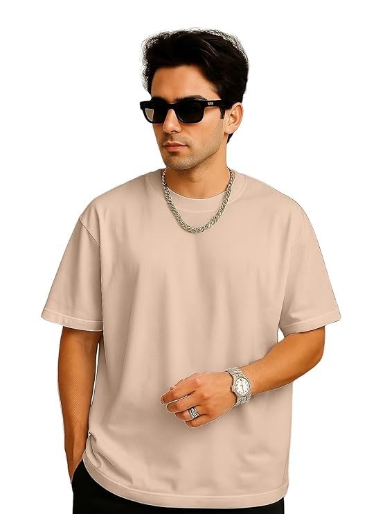 Image of Veirdo 100% Pure Cotton Drop Shoulder Oversized Baggy Fit Half Sleeve Plain Solid Round Neck Multicolor T-Shirt Combo for Men (Pack of 3) (Sizes S-2XL)