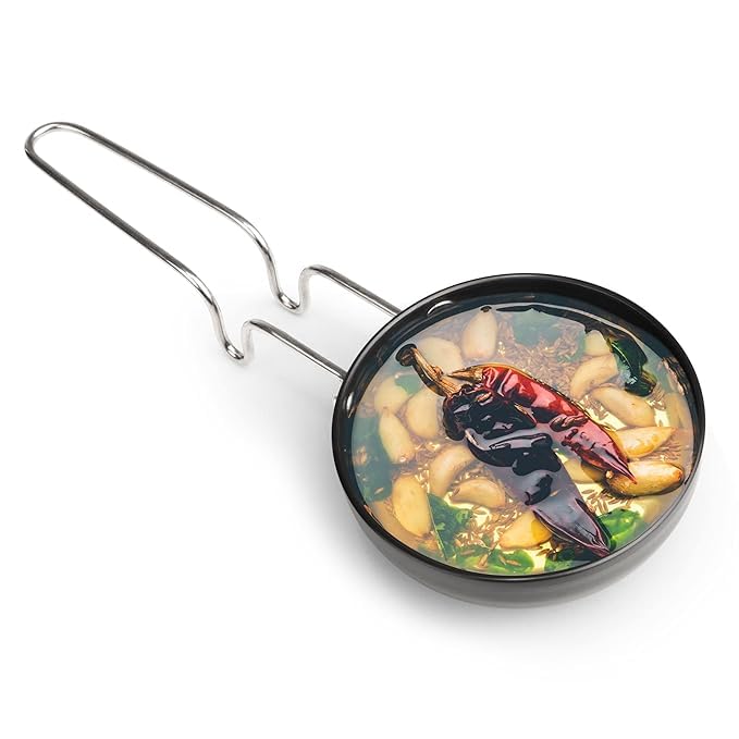 Kanshita's Rasoiware Hard Anodised Tadka Pan,10 Cm Diameter, Riveted Handle, 3mm Thick Plate, Steel Handle (150 ML)