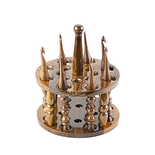 ARTISANS CRAFT BEYOND MANUFACTURING - Rosewood Handcrafted Premium Polished Crochet Hooks in Various Sizes Knitting Needle for Crocheting (Set of 7 + Holder)